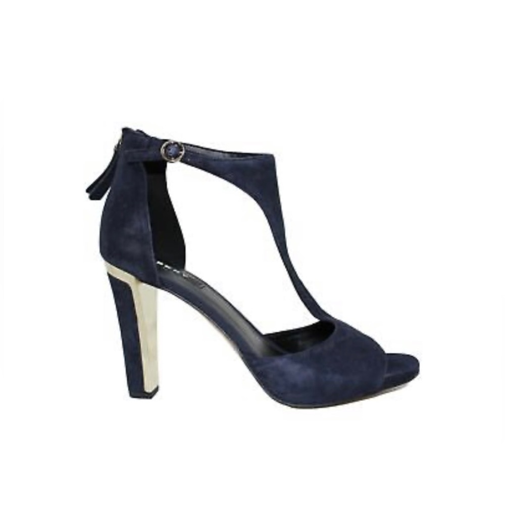 DKNY Heels Colby T-Strap- Suede Blue- Size 6.5- NEW WITH TAGS